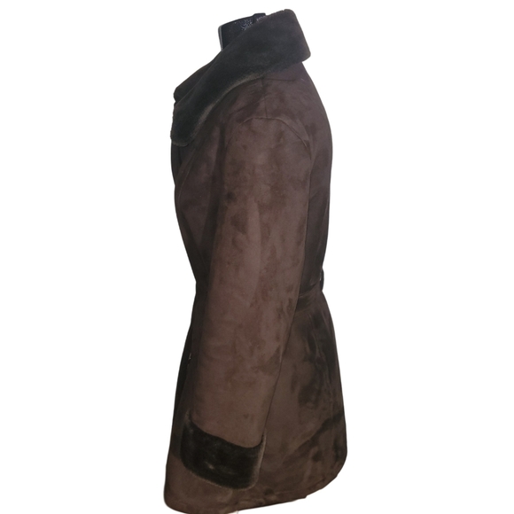 Women's Brown Suede Coat - Picture 5 of 7
